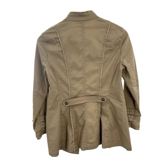 White House Black Market Military Jacket Khaki Size 2 Fitted Button Utility Chic - Picture 7 of 9